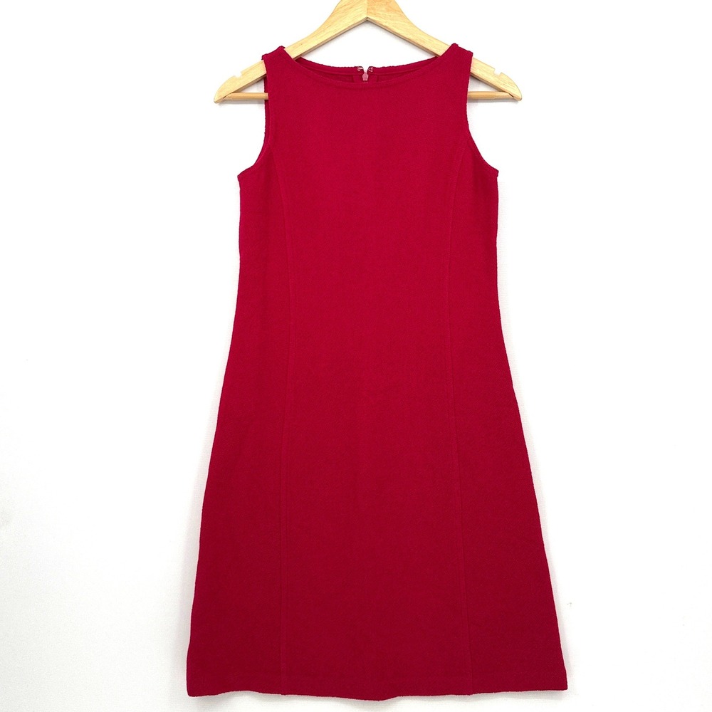 St. John Knit Shift Dress Women 4 Pink Sleeveless Quiet Luxury Preppy NEW Flaw